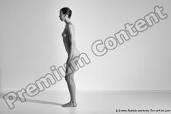 Nude Yoga poses Woman White Moving poses Slim long brown Dynamic poses Pinup